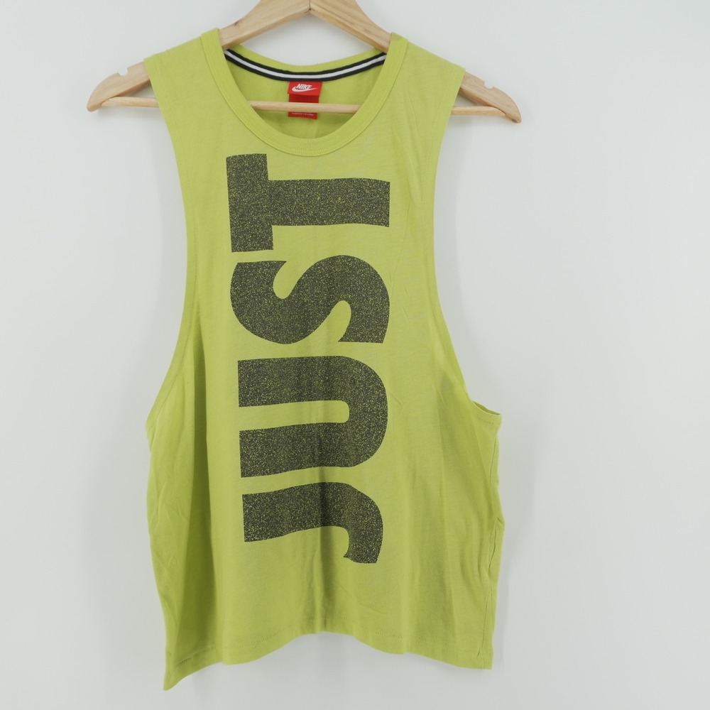 Nike Muscle Tank Top Womens XS Lime Green Just Do It Graphic Sleeveless Tee